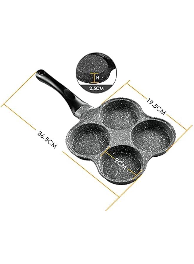 Beauenty Rustless Egg Frying Pan | 4-Cup Nonstick Easy Clean Egg Cooker Omelet Pan For Breakfast Swedish Pancake, Plett, Crepe Pan Gas Stove and Other Stoves Cookware - Image 4